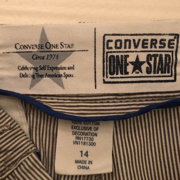NEW (NWOT) Converse One Star taupe/white pinstripe shorts sz 14 - Picture 3 of 8